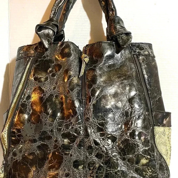 Vintage reign black & sparkling snake print handbag - Picture 2 of 13